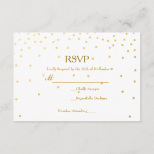 Vit & Guld Folie Konfetti Prickar Bröllop RSVP-kor OSA Kort
