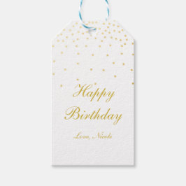 Vit & Guld Folie Konfetti Prickar Festpresentkort Presentetikett