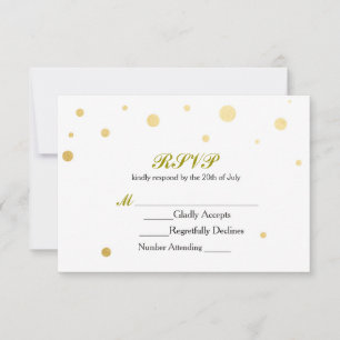 Vit & Guld Folie Prickar RSVP Bröllopskort OSA Kort