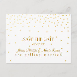 Vit & Guld Folie Prickar Save The Date Postkort Meddelande Vykort