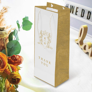 Vit guld-foto krona monogram bröllop