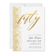 Vit Guld Geometric Glitter Elegant 50:e födelsedag