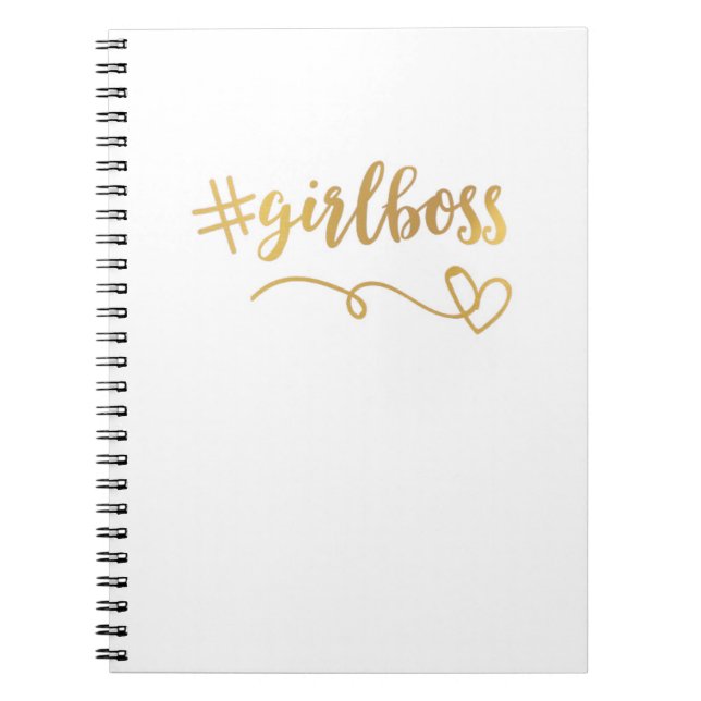 Vit + Guld- #girlbossanteckningsbok/journal Anteckningsbok Med Spiral (Framsidan)