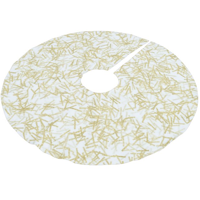 Vit Guld Glam Glittrig Glans Jul Julgransmatta Borstad Polyester (Vinklad)