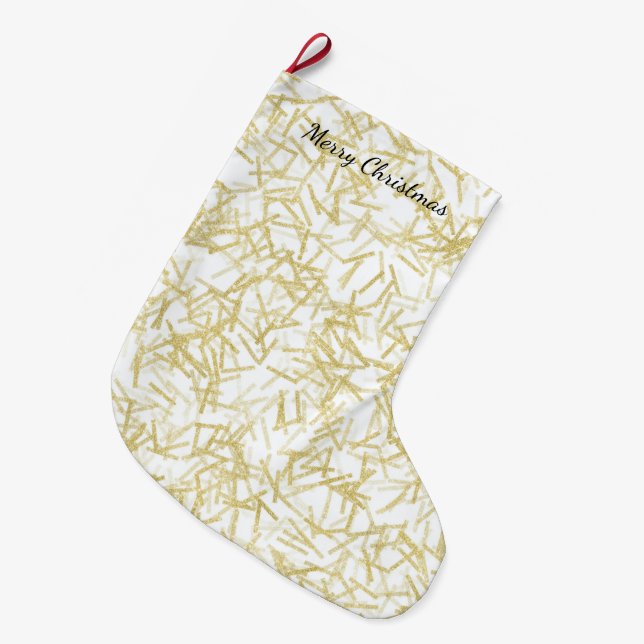 Vit Guld Glam Glitzy Jul Stor Julstrumpa (Framsidan (Hängande))