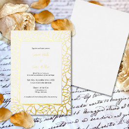 Vit & Guld Glamorös Bladmönster Bröllop