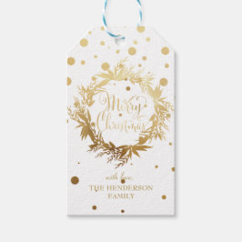 Vit Guld God jul Eucalyptus Utandning Presentetikett