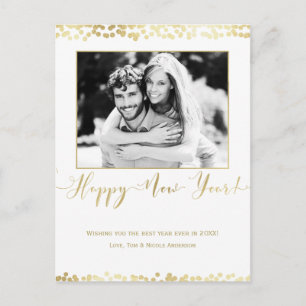 Vit & Guld Gott Nytt År Modern Chic Foto Helg Vykort