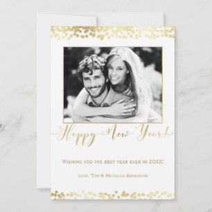 Vit & Guld Gott Nytt År Modern Chic Foto Julkort