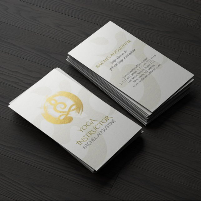 Vit Guld Kalligrafi Yoga Meditation ZEN Symbol Visitkort (Skapare uppladdad)