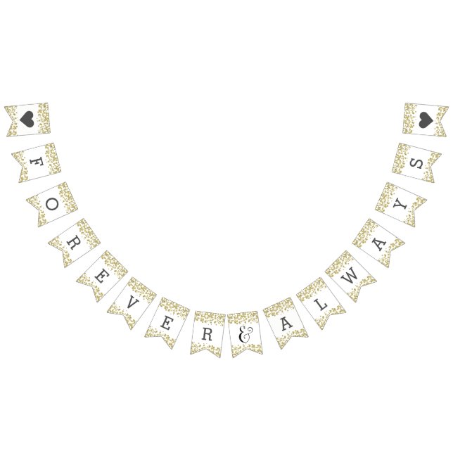 Vit & Guld Konfetti Bröllop För Evigt Vimplar (Alla)