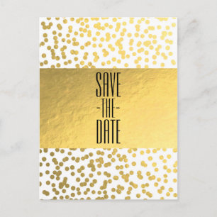 Vit & Guld Konfetti Folie Glam Spara Datum Meddelande Vykort