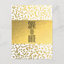 Vit & Guld Konfetti Folie Glam Spara Datum Meddelande Vykort