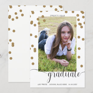 Vit Guld Konfetti Foto Examen Inbjudan