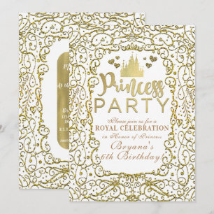 Vit & Guld Kungliga Slottet PRINSESS-PARTY Födelse Inbjudningar