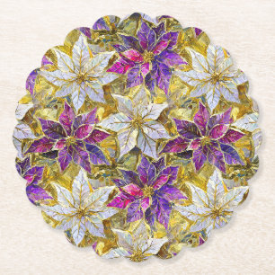 Vit Guld Lila Rosa Jul Poinsettia Underlägg Papper