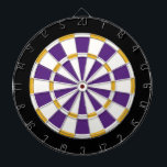 Vit, guld, lilor och svart darttavla<br><div class="desc">Vit,  guld,  lilor och svartfärgadpilen stiger ombord modiga däribland 6 mässingspilar</div>