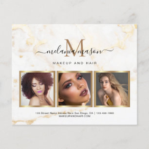 Vit Guld Marmor Makeup Artist Elegant Flyer