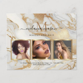Vit Guld Marmor Makeup Artist Foto Elegant Flyer