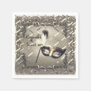 Vit Guld Masquerade Mask Elegant Bal Fest Pappersservett