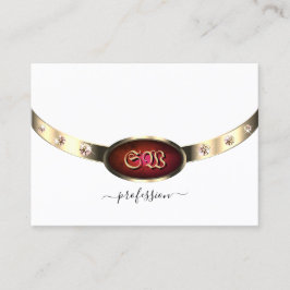 Vit Guld med Rosa Red Gradient Marble Monogram Visitkort