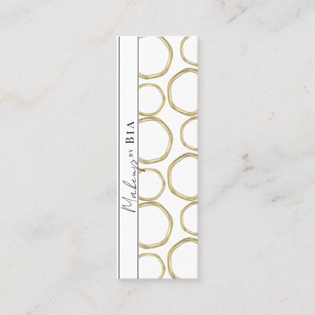 Vit & Guld Modern Glamour Eleganta Cirklar Mini Visitkort (Framsida)