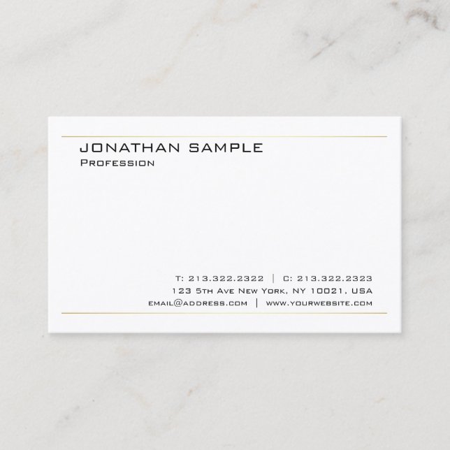 Vit Guld Modern Minimalistic Elegant Template Visitkort (Framsida)