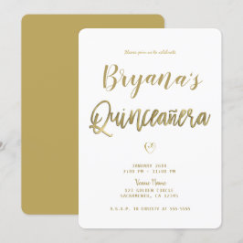 Vit & Guld Modern Minimalistisk Chic 15 Quinceañer Inbjudningar