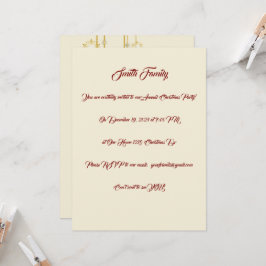 Vit, Guld och röd jul Party Inbjudningar