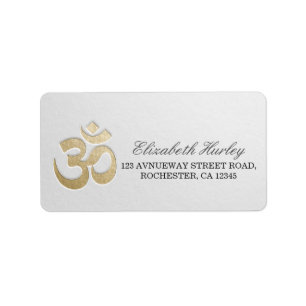 Vit & Guld OM Symbol Yoga Mediation Instructor Adressetikett
