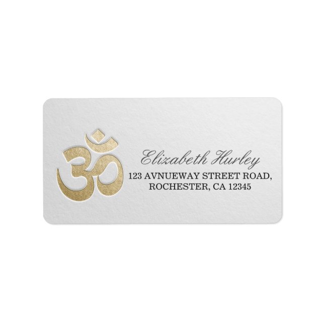 Vit & Guld OM Symbol Yoga Mediation Instructor Adressetikett (Framsidan)