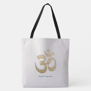 Vit & Guld OM Symbol Yoga Mediation-instruktör Tygkasse