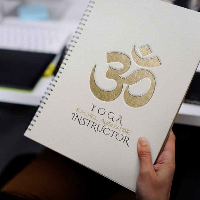 Vit & Guld OM-symbol YOGA Meditation-instruktor Anteckningsbok Med Spiral (Skapare uppladdad)