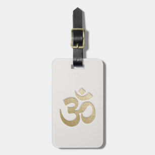 Vit & Guld OM-symbol YOGA Meditation-instruktor Bagagebricka