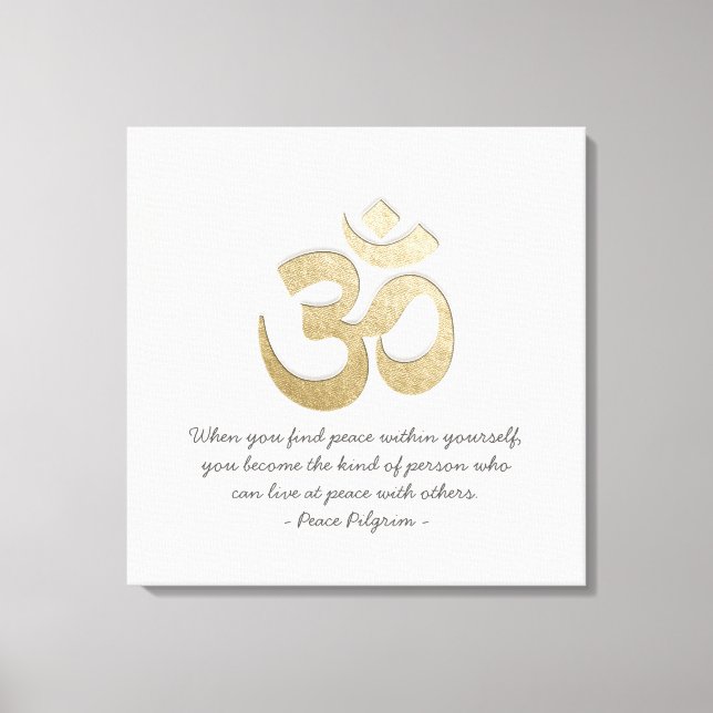 Vit & Guld OM-symbol YOGA Meditation-instruktor Canvastryck (Framsida)