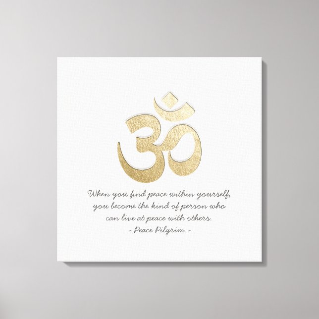 Vit & Guld OM-symbol YOGA Meditation-instruktor Canvastryck (Framsida)