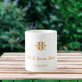Vit guld-rattkapten för namn- kaffemugg
