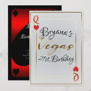 Vit Guld Röd Hjärtans Drottning Vegas 21-årsdag Inbjudningar