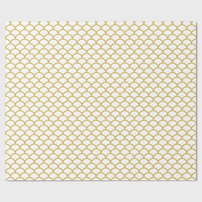 Vit Guld Sjöjungfru BIRTHDAY BRÖLLOP WRAP Presentpapper (Platt)
