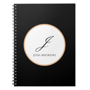 Vit, Guld & Svart Initial Namn Personlig  Anteckningsbok