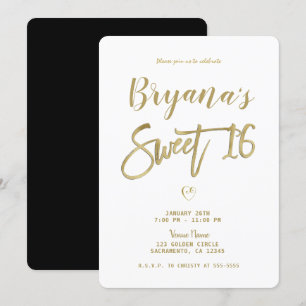 Vit Guld & Svart Modern Minimalistisk Chic Sweet 1 Inbjudningar