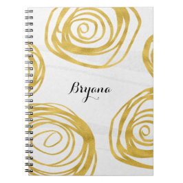 Vit & Guld Swirl Ro Modern bärbara Journal Anteckningsbok Med Spiral