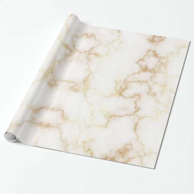 Vit Guld Vein Marble Presentpapper (Utrullad)