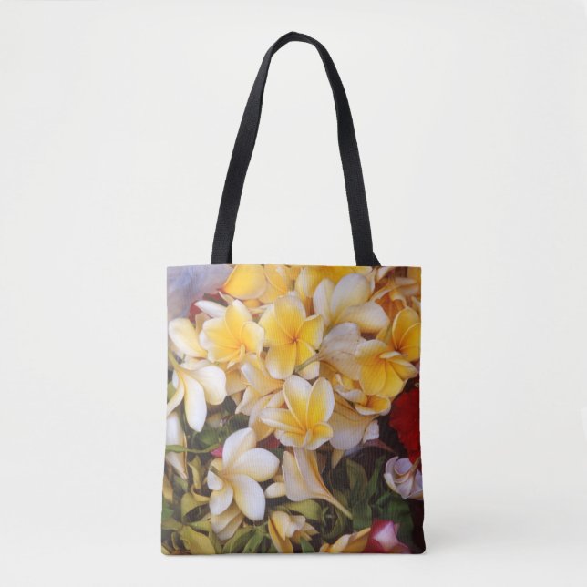 Vit Gult Blommigt Tote Tygkasse (Framsida)
