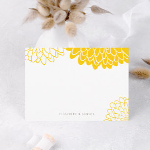 Vit Gult Chrysanthemum Personlig Stationery Anteckningskort