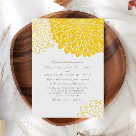 Vit Gult Chrysanthemum Simple Snyggt Bröllop Inbjudningar