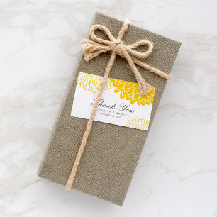 Vit Gult Chrysanthemum Tack Märkre Cards Visitkort