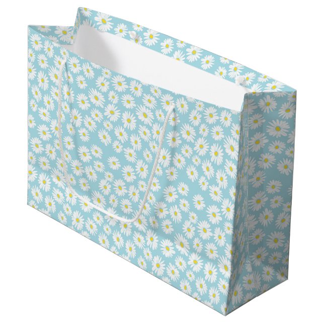 Vit gult cyan daisy blomma mönster (Framsidan Vinklad)