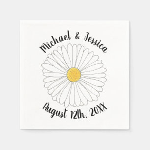 Vit Gult Daisy Flower Blommigt Garden Party Pappersservett