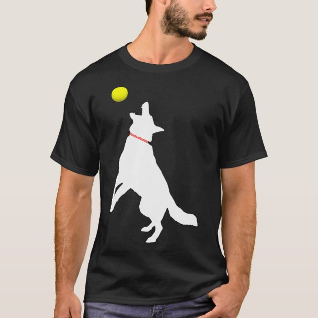 Vit Gult för Hund GSD-fångst av Shepherd GSD T Shirt (Framsida)